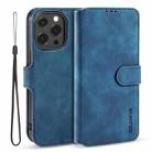 For iPhone 13 Pro Max DG.MING Retro Oil Side Horizontal Flip Leather Case with Holder & Card Slots & Wallet (Blue) - 1