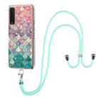 For LG Stylo 7 5G Electroplating Pattern IMD TPU Shockproof Case with Neck Lanyard(Colorful Scales) - 1