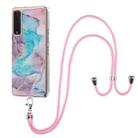 For LG Stylo 7 5G Electroplating Pattern IMD TPU Shockproof Case with Neck Lanyard(Milky Way Blue Marble) - 1
