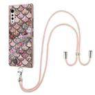 For LG Velvet 4G / Velvet 5G / G9 Electroplating Pattern IMD TPU Shockproof Case with Neck Lanyard(Pink Scales) - 1