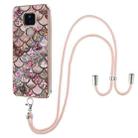 For Motorola Moto G Play 2021 Electroplating Pattern IMD TPU Shockproof Case with Neck Lanyard(Pink Scales) - 1