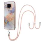 For Motorola Moto G Play 2021 Electroplating Pattern IMD TPU Shockproof Case with Neck Lanyard(Milky Way White Marble) - 1