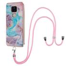 For Motorola Moto G Play 2021 Electroplating Pattern IMD TPU Shockproof Case with Neck Lanyard(Milky Way Blue Marble) - 1