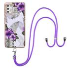 For Motorola Moto G Stylus 2021 Electroplating Pattern IMD TPU Shockproof Case with Neck Lanyard(Purple Flower) - 1