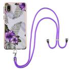 For Samsung Galaxy A01 Core Electroplating Pattern IMD TPU Shockproof Case with Neck Lanyard(Purple Flower) - 1