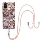 For Samsung Galaxy A21s Electroplating Pattern IMD TPU Shockproof Case with Neck Lanyard(Pink Scales) - 1