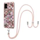 For Samsung Galaxy A51 5G Electroplating Pattern IMD TPU Shockproof Case with Neck Lanyard(Pink Scales) - 1