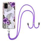 For Samsung Galaxy A71 5G Electroplating Pattern IMD TPU Shockproof Case with Neck Lanyard(Purple Flower) - 1
