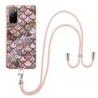 For Samsung Galaxy S20 FE 5G / 4G Electroplating Pattern IMD TPU Shockproof Case with Neck Lanyard(Pink Scales) - 1