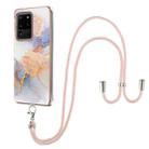For Samsung Galaxy S20 Ultra Electroplating Pattern IMD TPU Shockproof Case with Neck Lanyard(Milky Way White Marble) - 1