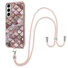 For Samsung Galaxy S21 5G Electroplating Pattern IMD TPU Shockproof Case with Neck Lanyard(Pink Scales) - 1