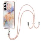 For Samsung Galaxy S21 5G Electroplating Pattern IMD TPU Shockproof Case with Neck Lanyard(Milky Way White Marble) - 1