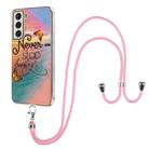 For Samsung Galaxy S21 FE Electroplating Pattern IMD TPU Shockproof Case with Neck Lanyard(Dream Chasing Butterfly) - 1