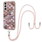 For Samsung Galaxy S21+ 5G Electroplating Pattern IMD TPU Shockproof Case with Neck Lanyard(Pink Scales) - 1