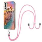 For Samsung Galaxy S21+ 5G Electroplating Pattern IMD TPU Shockproof Case with Neck Lanyard(Dream Chasing Butterfly) - 1