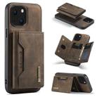 For iPhone 13 mini DG.MING M2 Series 3-Fold Card Bag Shockproof Case with Wallet & Holder Function (Coffee) - 1