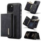 For iPhone 13 mini DG.MING M1 Series 3-Fold Multi Card Wallet Shockproof Case with Holder Function (Black) - 1