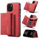 For iPhone 13 mini DG.MING M1 Series 3-Fold Multi Card Wallet Shockproof Case with Holder Function (Red) - 1