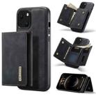 For iPhone 13 DG.MING M1 Series 3-Fold Multi Card Wallet Shockproof Case with Holder Function (Black) - 1