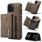 For iPhone 13 DG.MING M1 Series 3-Fold Multi Card Wallet Shockproof Case with Holder Function (Coffee) - 1