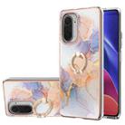 For Xiaomi Mi 11i/Poco F3/Redmi K40/Redmi K40 Pro Electroplating Pattern IMD TPU Shockproof Case with Rhinestone Ring Holder(Milky Way White Marble) - 1