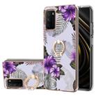 For Xiaomi Poco M3/Redmi Note 9 4G/Redmi 9 Power/Redmi 9T Electroplating Pattern IMD TPU Shockproof Case with Rhinestone Ring Holder(Purple Flower) - 1