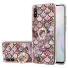 For Xiaomi Redmi 9A Electroplating Pattern IMD TPU Shockproof Case with Rhinestone Ring Holder(Pink Scales) - 1