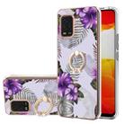 For Xiaomi Mi 10 Lite 5G Electroplating Pattern IMD TPU Shockproof Case with Rhinestone Ring Holder(Purple Flower) - 1