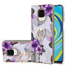 For Xiaomi Redmi Note 9S/Note 9 Pro/Note 9 Pro Max Electroplating Pattern IMD TPU Shockproof Case with Rhinestone Ring Holder(Purple Flower) - 1