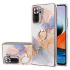 For Xiaomi Redmi Note 10 Pro/ 10 Pro Max Electroplating Pattern IMD TPU Shockproof Case with Rhinestone Ring Holder(Milky Way White Marble) - 1