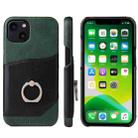 For iPhone 13 mini Fierre Shann Oil Wax Texture Genuine Leather Back Cover Case with 360 Degree Rotation Holder & Card Slot (Black) - 1