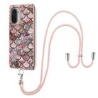 For Xiaomi Mi 11i / Poco F3 Electroplating Pattern IMD TPU Shockproof Case with Neck Lanyard(Pink Scales) - 1