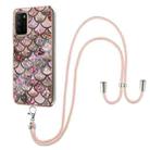 For Xiaomi Poco M3 / Redmi Note 9 4G Electroplating Pattern IMD TPU Shockproof Case with Neck Lanyard(Pink Scales) - 1