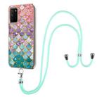 For Xiaomi Poco M3 / Redmi Note 9 4G Electroplating Pattern IMD TPU Shockproof Case with Neck Lanyard(Colorful Scales) - 1