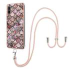 For Xiaomi Redmi 9A Electroplating Pattern IMD TPU Shockproof Case with Neck Lanyard(Pink Scales) - 1