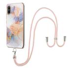 For Xiaomi Redmi 9A Electroplating Pattern IMD TPU Shockproof Case with Neck Lanyard(Milky Way White Marble) - 1
