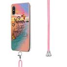 For Xiaomi Redmi 9A Electroplating Pattern IMD TPU Shockproof Case with Neck Lanyard(Dream Chasing Butterfly) - 3