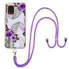 For Xiaomi Mi 10 Lite 5G Electroplating Pattern IMD TPU Shockproof Case with Neck Lanyard(Purple Flower) - 1