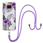 For Xiaomi Mi 10T Lite 5G Electroplating Pattern IMD TPU Shockproof Case with Neck Lanyard(Purple Flower) - 1