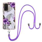 For Xiaomi Mi 10T 5G / 10T Pro 5G Electroplating Pattern IMD TPU Shockproof Case with Neck Lanyard(Purple Flower) - 1