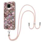 For Xiaomi Redmi Note 9S / Note 9 Pro Electroplating Pattern IMD TPU Shockproof Case with Neck Lanyard(Pink Scales) - 1