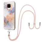 For Xiaomi Redmi Note 9S / Note 9 Pro Electroplating Pattern IMD TPU Shockproof Case with Neck Lanyard(Milky Way White Marble) - 1