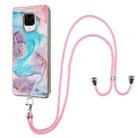 For Xiaomi Redmi Note 9S / Note 9 Pro Electroplating Pattern IMD TPU Shockproof Case with Neck Lanyard(Milky Way Blue Marble) - 1