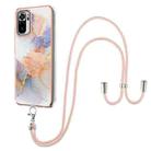 For Xiaomi Redmi Note 10 Electroplating Pattern IMD TPU Shockproof Case with Neck Lanyard(Milky Way White Marble) - 1