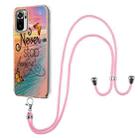 For Xiaomi Redmi Note 10 Electroplating Pattern IMD TPU Shockproof Case with Neck Lanyard(Dream Chasing Butterfly) - 1