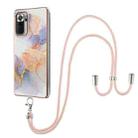 For Xiaomi Redmi Note 10 Pro / 10 Pro Max Electroplating Pattern IMD TPU Shockproof Case with Neck Lanyard(Milky Way White Marble) - 1