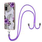 For Xiaomi Redmi Note 10 Pro / 10 Pro Max Electroplating Pattern IMD TPU Shockproof Case with Neck Lanyard(Purple Flower) - 1