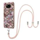 For Xiaomi Poco X3 NFC Electroplating Pattern IMD TPU Shockproof Case with Neck Lanyard(Pink Scales) - 1