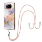 For Xiaomi Poco X3 NFC Electroplating Pattern IMD TPU Shockproof Case with Neck Lanyard(Milky Way White Marble) - 1