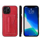 For iPhone 13 mini Fierre Shann Full Coverage Protective Leather Case with Holder & Card Slot (Red) - 1